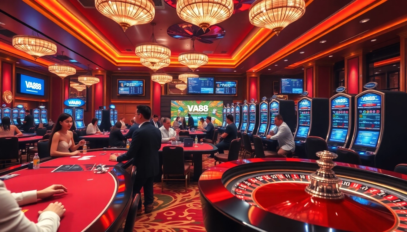 Players engaging in thrilling games at VA88, highlighting casino excitement and luxury.