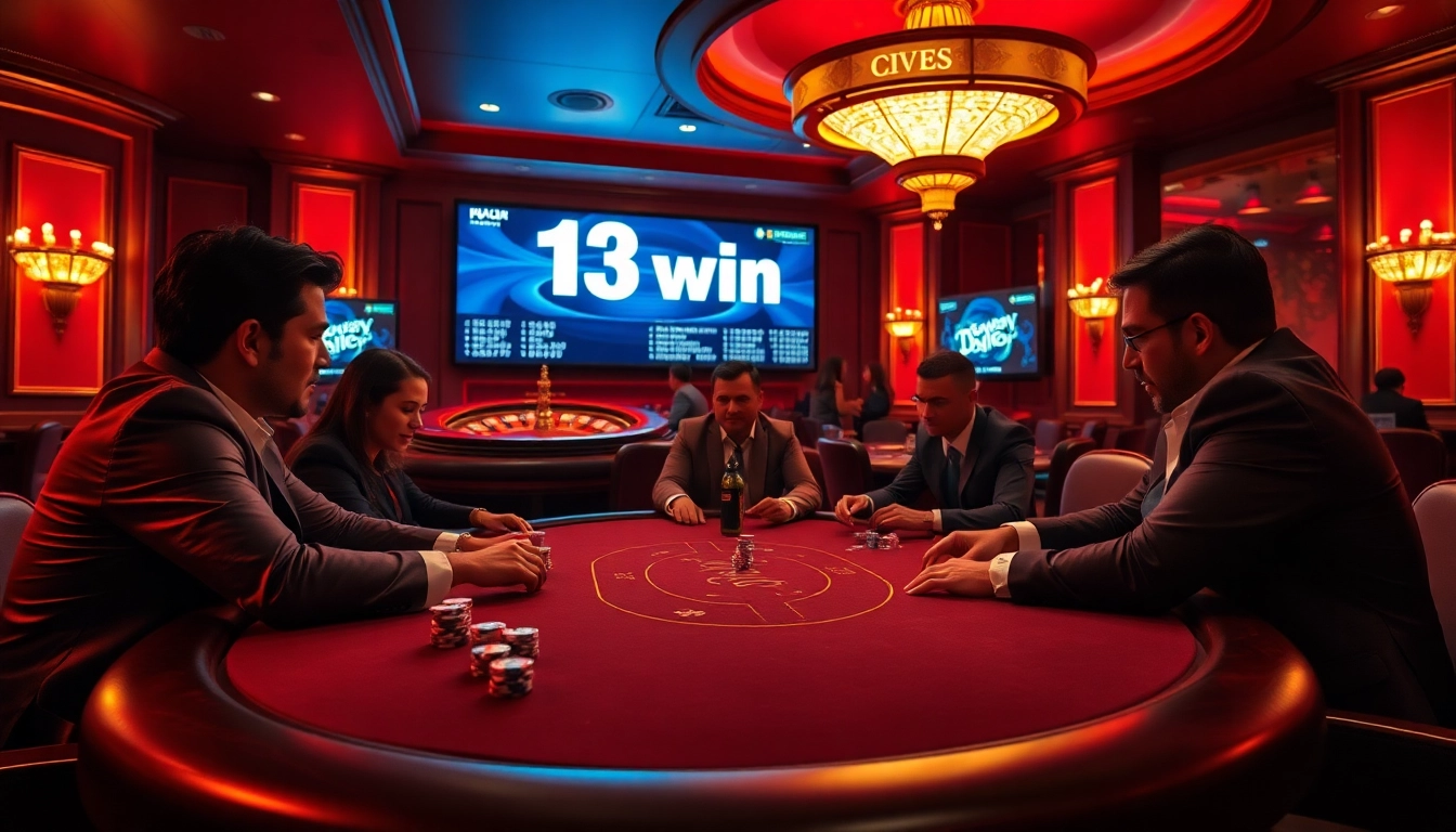 Players celebrating a strategic win at the casino tables featuring the 13 win theme.