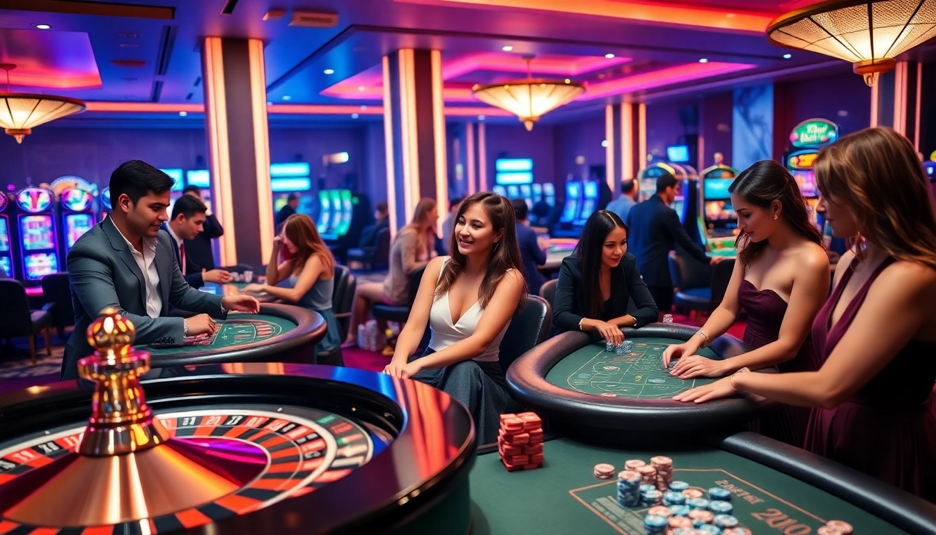 KJC LGBT players engaging in thrilling casino games at vibrant tables.