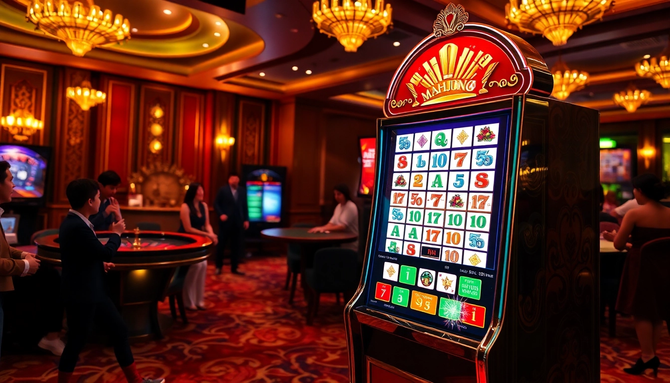 Players enjoying a thrilling Slot Mahjong experience at a vibrant casino.