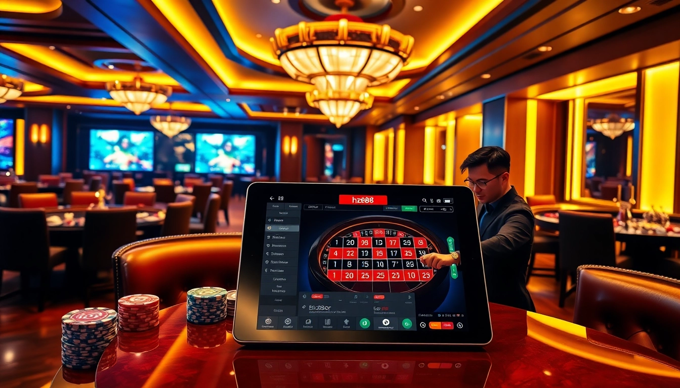 Engaging hz88 casino gameplay showcasing expert roulette spin with vivid poker chips and live betting interface