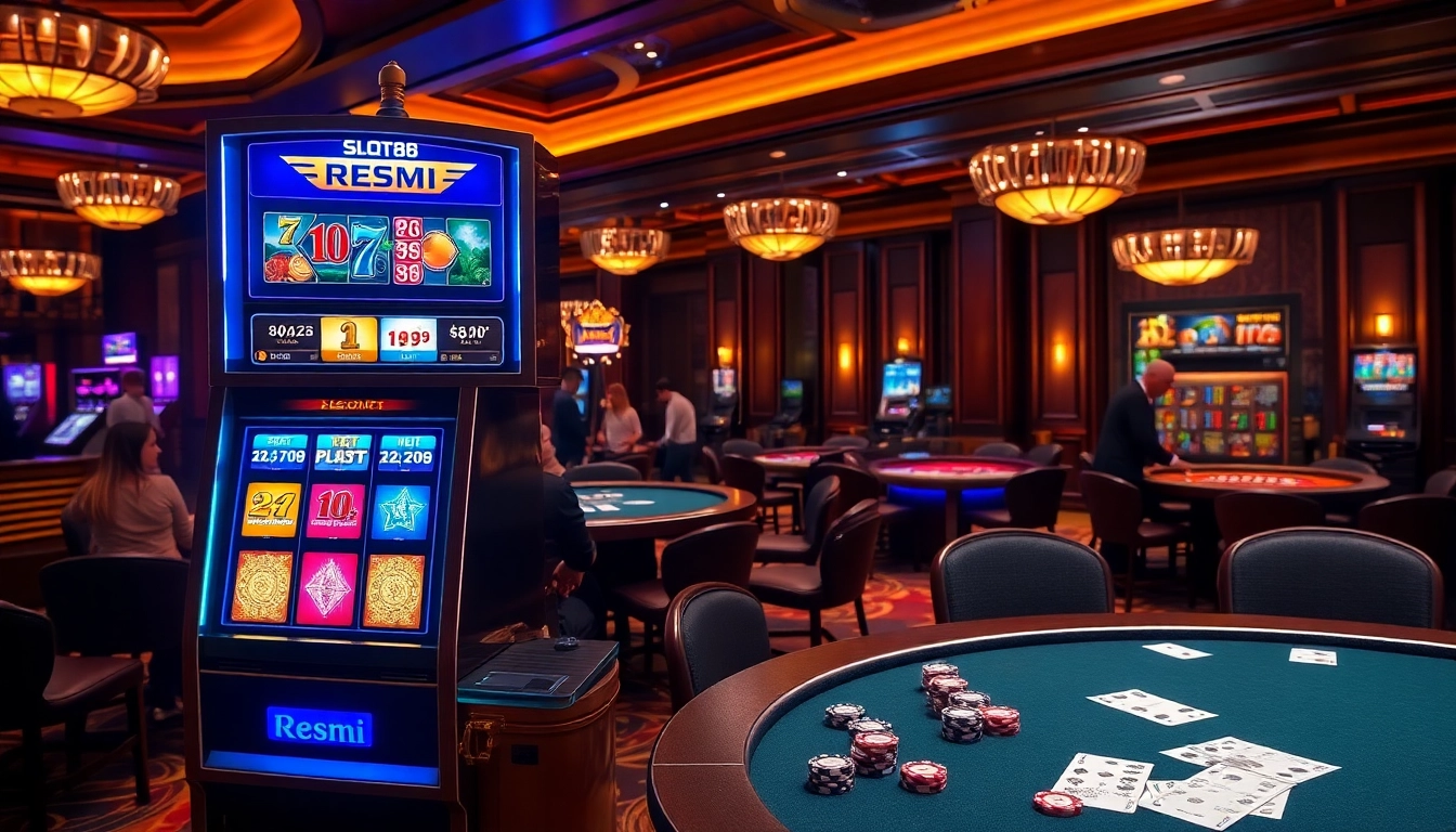 Engage with the vibrant slot88 resmi machine in a luxurious casino environment.