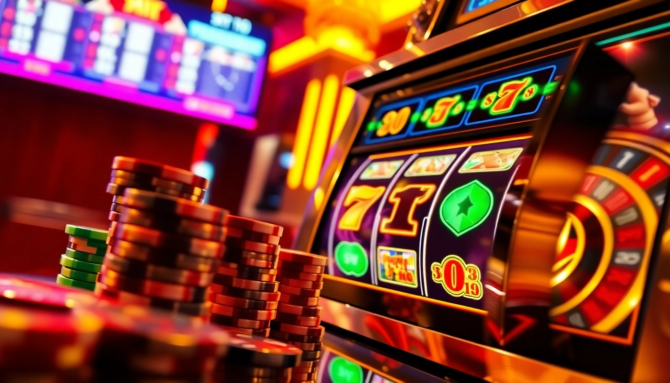 Spinning reels with vibrant game nổ hũ jackpot symbols highlighting thrilling slot machine wins